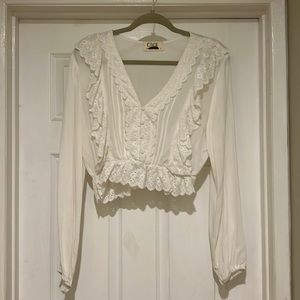 Decorative Long Sleeve Crop Top